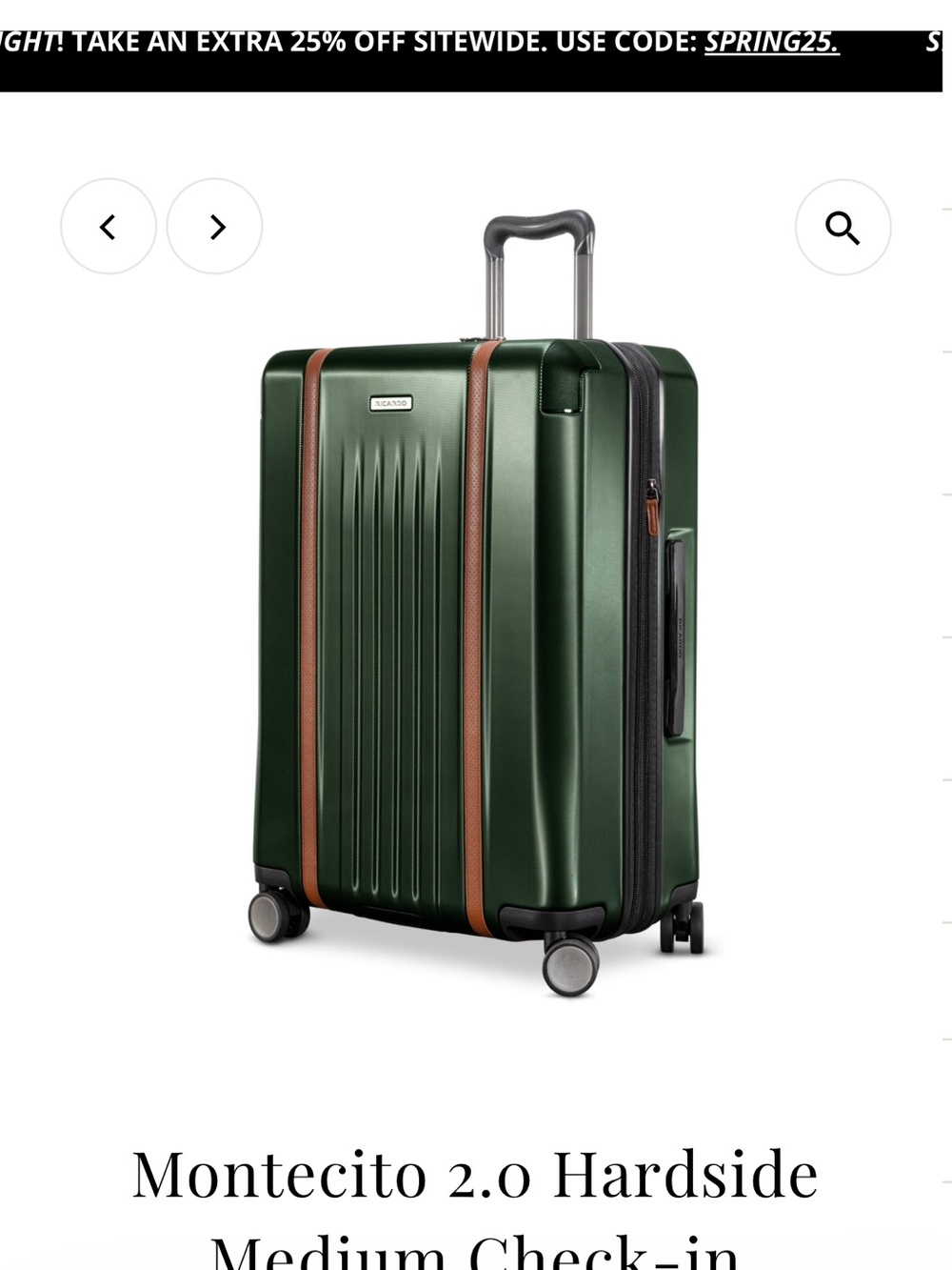 Ricardo Montecito 2.0 Hardside Medium Check-In Suitcase in Forest Green